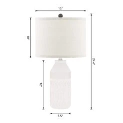 Sacramento 23 In. White Modern Dimmable Ceramics Bedroom Living Room Bedside Desk Nightstand Table Lamps Set Of 2 -Lamp Parts white maxax table lamps t181 bn c3 1000