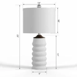 Salem 23 In. White Modern Dimmable Resin Bedroom Living Room Bedside Desk Nightstand Table Lamps Usb Port Set Of 2 -Lamp Parts white maxax table lamps t187 wh c3 1000