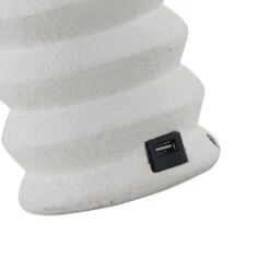 Salem 23 In. White Modern Dimmable Resin Bedroom Living Room Bedside Desk Nightstand Table Lamps Usb Port Set Of 2 -Lamp Parts white maxax table lamps t187 wh fa 1000