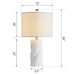 Sacramento 24 In. White Modern Dimmable Ceramic Bedroom Living Room Bedside Desk Table Lamps Set Of 2 -Lamp Parts white maxax table lamps t199 wh c3 1000