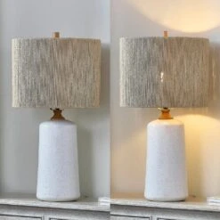 24 In. White Vintage Dimmable Ceramic Bedroom Living Room Bedside Desk Nightstand Table Lamps (Set Of 2) -Lamp Parts white maxax table lamps t209 wh s 40 1000