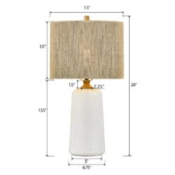 24 In. White Vintage Dimmable Ceramic Bedroom Living Room Bedside Desk Nightstand Table Lamps (Set Of 2) -Lamp Parts white maxax table lamps t209 wh s a0 1000