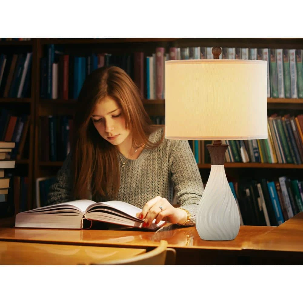 24.5 In. White Modern Dimmable Resin Bedroom Living Room Bedside Desk Nightstand Table Lamps (Set Of 2) 9 24.5 In. White Modern Dimmable Resin Bedroom Living Room Bedside Desk Nightstand Table Lamps (Set Of 2) - Image 7