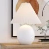 20.5 In. White Modern Ceramic Bedroom Living Room Bedside Desk Nightstand Table Lamps (Set Of 2) -Lamp Parts white maxax table lamps t231 wh s 64 1000
