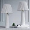 26.25 In. White Modern Ceramic Bedroom Living Room Bedside Desk Nightstand Table Lamps (Set Of 2) -Lamp Parts white maxax table lamps t234 wh 64 1000