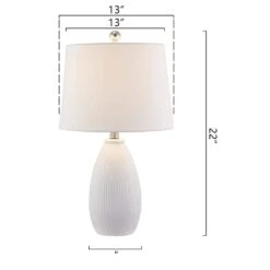 22 In. White Modern Dimmable Ceramic Bedroom Living Room Bedside Desk Nightstand Table Lamps (Set Of 2) -Lamp Parts white maxax table lamps t24 wh 40 1000