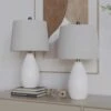 22 In. White Modern Dimmable Ceramic Bedroom Living Room Bedside Desk Nightstand Table Lamps (Set Of 2) -Lamp Parts white maxax table lamps t24 wh 64 1000