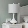 Sacramento 23 In. White Modern Dimmable Ceramic Bedroom Living Room Bedside Desk Nightstand Table Lamps Usb Port -Lamp Parts white maxax table lamps t252 wh s 64 1000