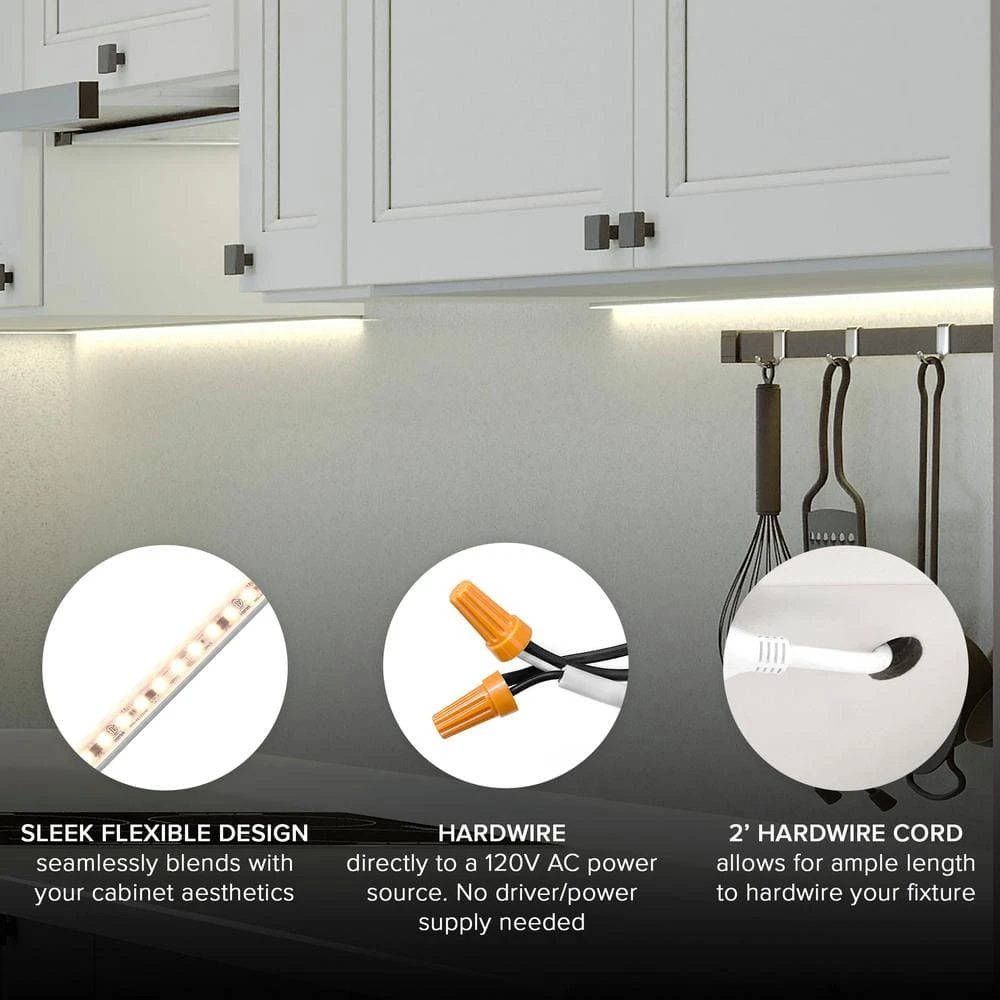 12 In. Hardwired, White, Integrated LED, Under Cabinet Light, 460-Lumens, 3000K Warm White, 120-Volt Cove Light 10 12 In. Hardwired, White, Integrated LED, Under Cabinet Light, 460-Lumens, 3000K Warm White, 120-Volt Cove Light - Image 8