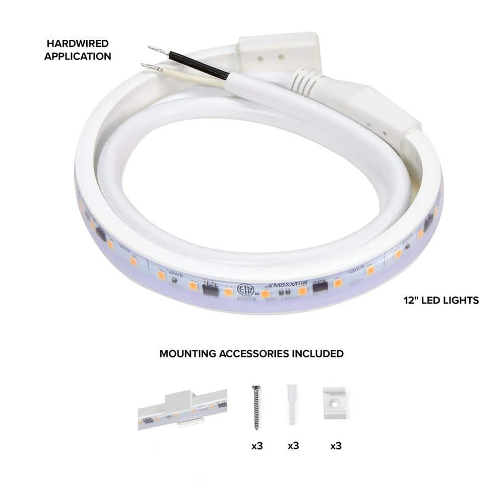 12 In. Hardwired, White, Integrated LED, Under Cabinet Light, 460-Lumens, 3000K Warm White, 120-Volt Cove Light 7 12 In. Hardwired, White, Integrated LED, Under Cabinet Light, 460-Lumens, 3000K Warm White, 120-Volt Cove Light - Image 5