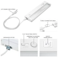 24 In. Hardwired Or Plug And Play, White, Integrated LED, Integrated LED Under Cabinet Light, Dimmable, Linkable, 5-CCT -Lamp Parts white maxxima under cabinet bar lights msl 24125005 31 1000