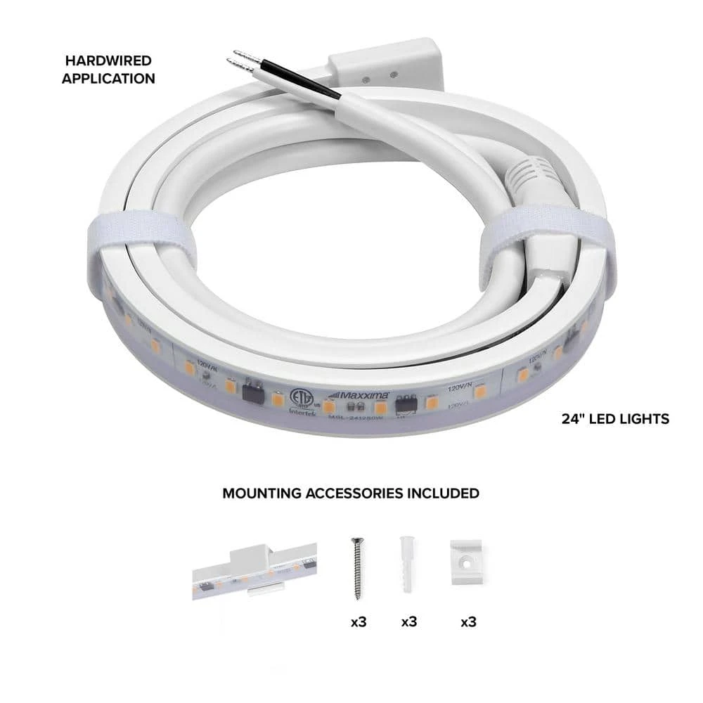 24 In. Hardwired, White, Integrated LED, Under Cabinet Light, 920 Lumens, 3000K Warm White, 120-Volt Cove Light 7 24 In. Hardwired, White, Integrated LED, Under Cabinet Light, 920 Lumens, 3000K Warm White, 120-Volt Cove Light - Image 5