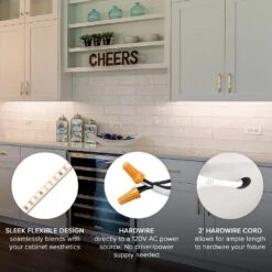 24 In. Hardwired, White, Integrated LED, Under Cabinet Light, 920 Lumens, 3000K Warm White, 120-Volt Cove Light 19 24 In. Hardwired, White, Integrated LED, Under Cabinet Light, 920 Lumens, 3000K Warm White, 120-Volt Cove Light -Lamp Parts white maxxima under cabinet bar lights msl 241250w 76 1000