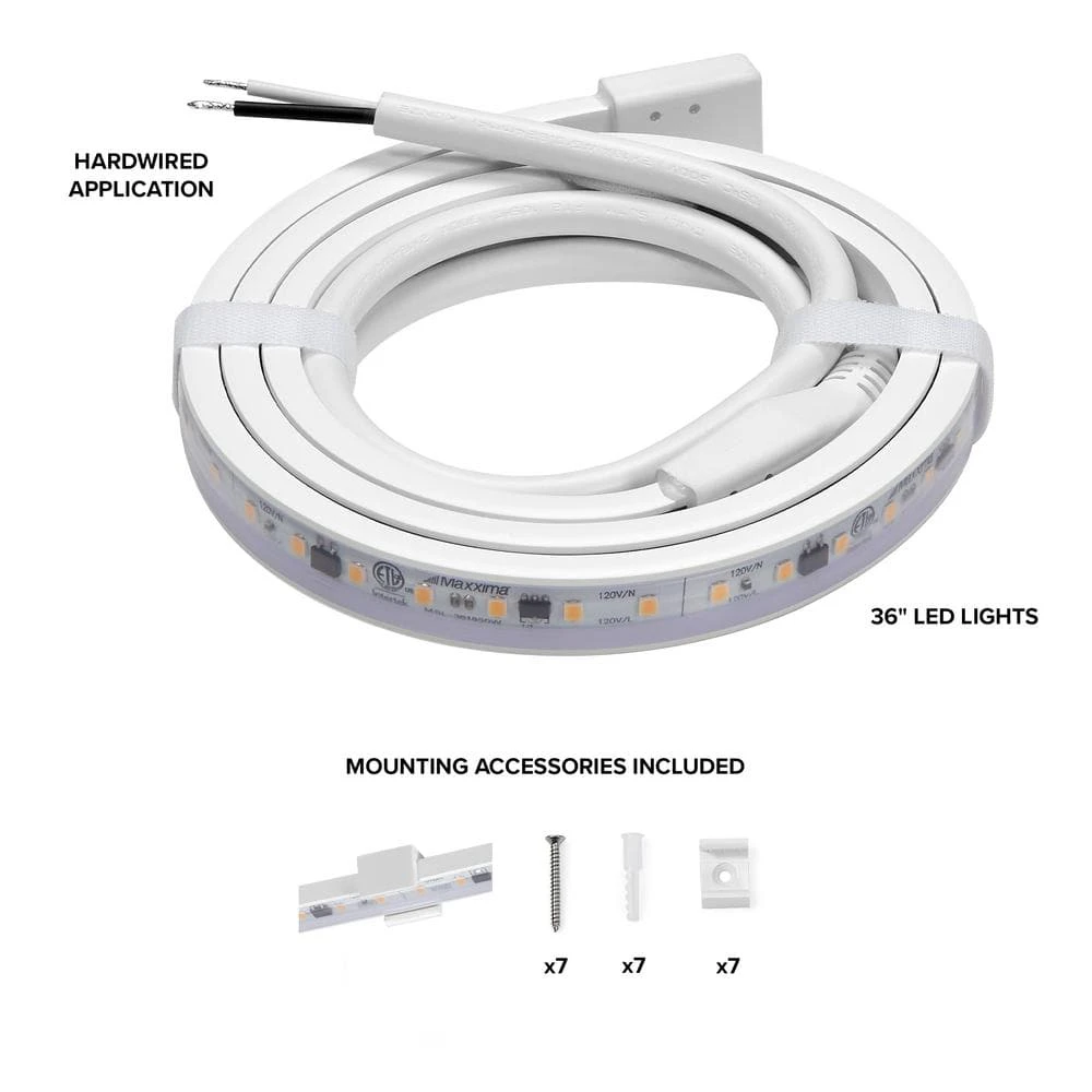 36 In. Hardwired, White, Integrated LED, Under Cabinet Light, 1380 Lumens, 3000K Warm White, 120-Volt Cove Light 7 36 In. Hardwired, White, Integrated LED, Under Cabinet Light, 1380 Lumens, 3000K Warm White, 120-Volt Cove Light - Image 5
