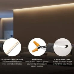 96 In. Hardwired, White, Integrated LED, Under Cabinet Light, 3680 Lumens, 3000K Warm White, 120-Volt Cove Light -Lamp Parts white maxxima under cabinet bar lights msl 964850w 1f 1000