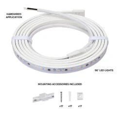 96 In. Hardwired, White, Integrated LED, Under Cabinet Light, 3680 Lumens, 3000K Warm White, 120-Volt Cove Light -Lamp Parts white maxxima under cabinet bar lights msl 964850w 4f 1000