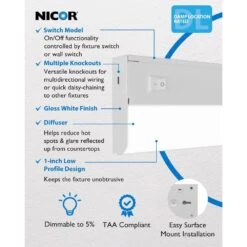 UCB Series 24 In. Hardwired White Selectable Integrated LED Under Cabinet Light With On/Off Switch -Lamp Parts white nicor under cabinet bar lights ucb124swh 40 1000