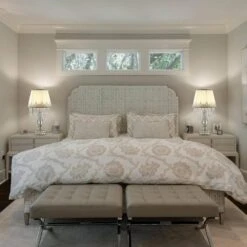 Set Of 2 22.8 In. White Elegant Crystal Column Table Lamps For Living Room With White Barrel Fabric Shades -Lamp Parts white pacific core table lamps hdsat hlt001 76 1000