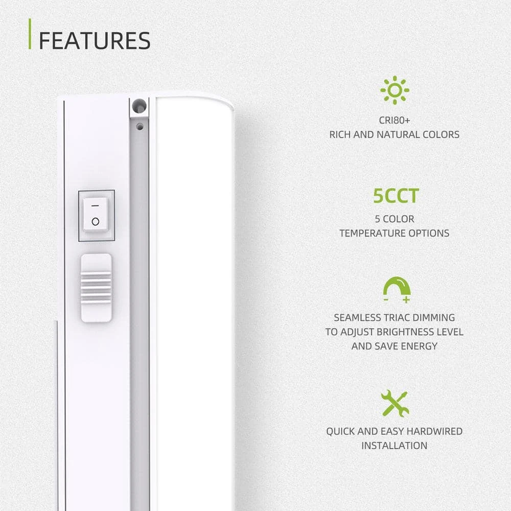 18 In. 2.95 In Direct Wire Or Plug-in White Integrated LED Linkable Under Cabinet Light (1PK) 6 18 In. 2.95 In Direct Wire Or Plug-in White Integrated LED Linkable Under Cabinet Light (1PK) - Image 4