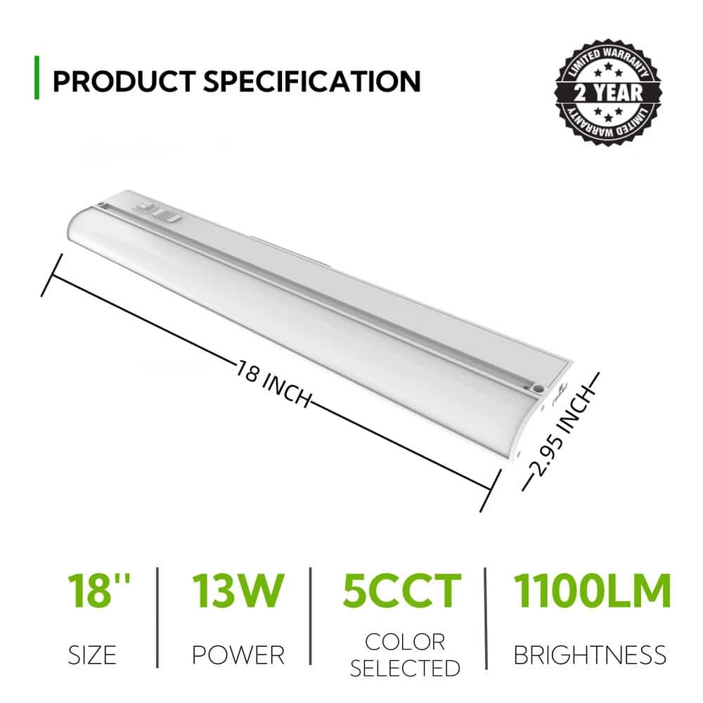 18 In. 2.95 In Direct Wire Or Plug-in White Integrated LED Linkable Under Cabinet Light (1PK) 5 18 In. 2.95 In Direct Wire Or Plug-in White Integrated LED Linkable Under Cabinet Light (1PK) - Image 3