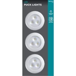 3 In. Round White Integrated LED Battery Operated Puck Light (3-Pack) -Lamp Parts white puck lights ba002 wh 1d 1000