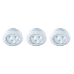 3 In. Round White Integrated LED Battery Operated Puck Light (3-Pack)