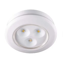 3 In. Round White Integrated LED Battery Operated Puck Light (3-Pack) -Lamp Parts white puck lights ba002 wh c3 1000