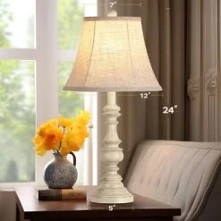 24 In. White Resin Vintage Table Lamp, 3-Way Dimmable Bedside Lamps For Bedroom With Oatmeal Bell Shape Faux Silk 10 24 In. White Resin Vintage Table Lamp, 3-Way Dimmable Bedside Lamps For Bedroom With Oatmeal Bell Shape Faux Silk -Lamp Parts white resin rottogoon table lamps palp385aw2 66 1000