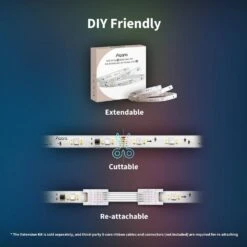 LED Strip T1,6.56 Ft., Plug-In, Rope Light, RGBIC With Gradient Effects, Tunable Whites, AqaraHub Is Required -Lamp Parts white rope lights rls k02d 1f 1000