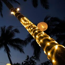 Outdoor 35.7 Ft. Solar Powered Warm White LED Rope Light With 8 Modes (2-Pack) (2-Piece) -Lamp Parts white rope lights s l xgzn wh1 1f 1000