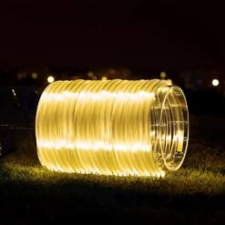 Outdoor 35.7 Ft. Solar Powered Warm White LED Rope Light With 8 Modes (2-Pack) (2-Piece) -Lamp Parts white rope lights s l xgzn wh1 76 1000