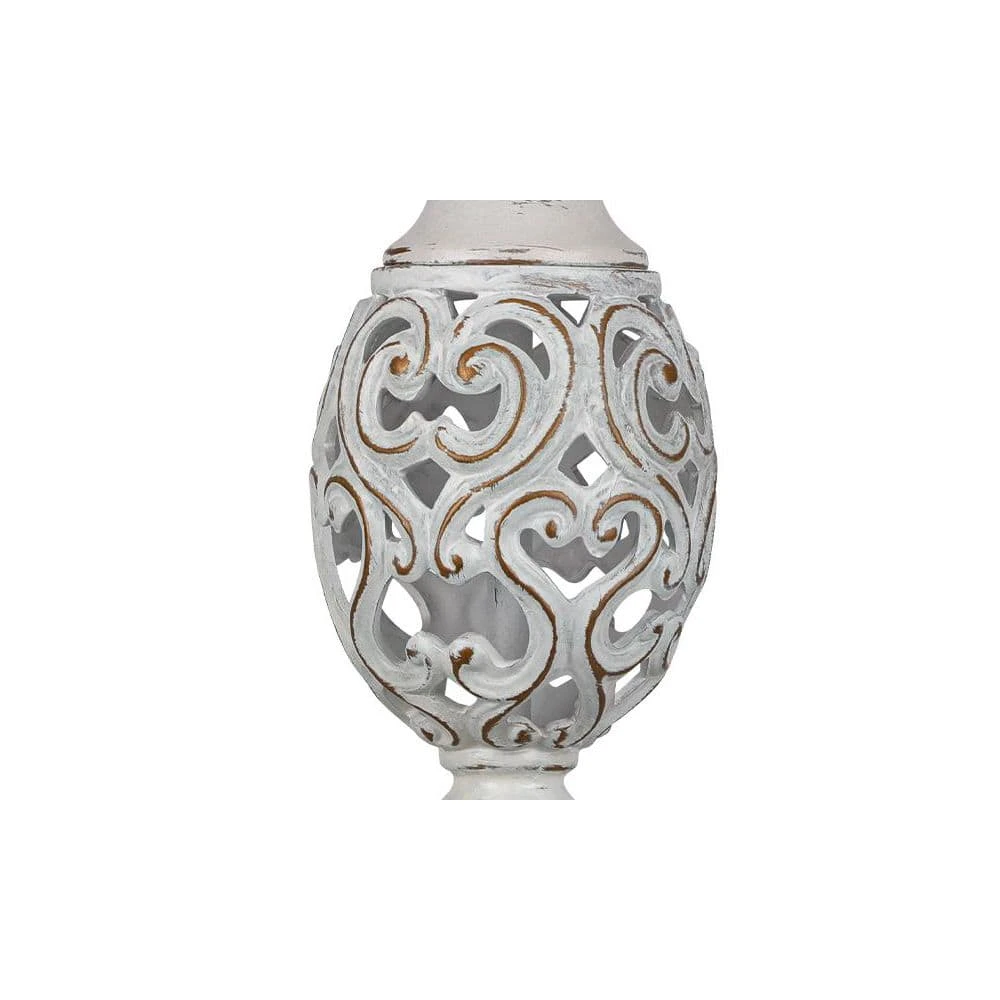 28 In. Distressed White Tall Bedside Lamp With Night Light Rustic Table Lamps With Linen Shade For Living Room End Table 9 28 In. Distressed White Tall Bedside Lamp With Night Light Rustic Table Lamps With Linen Shade For Living Room End Table - Image 7