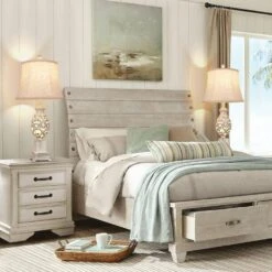 28 In. Distressed White Tall Bedside Lamp With Night Light Rustic Table Lamps With Linen Shade For Living Room End Table 20 28 In. Distressed White Tall Bedside Lamp With Night Light Rustic Table Lamps With Linen Shade For Living Room End Table -Lamp Parts white rottogoon table lamps palp390aw2 d4 1000