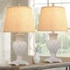23 In. White Tradition Table Lamp (Set Of 2) Farmhouse Boho Bedside Lamps With 3 Color Temperature Bulbs For Living Room -Lamp Parts white rottogoon table lamps palp395aw2 64 1000