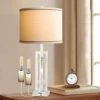 27.5 In. Farmhouse White Table Lamps With USB Ports, Nightstand Lamps With 2 LED Blubs For Living Room Bedroom Office -Lamp Parts white rottogoon table lamps rolp045ay2 64 1000