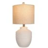 22 In. Farmhouse White Ceramic Jar Table Lamps 1 Pack For Bedroom, Living Room (led Bulbs Included)