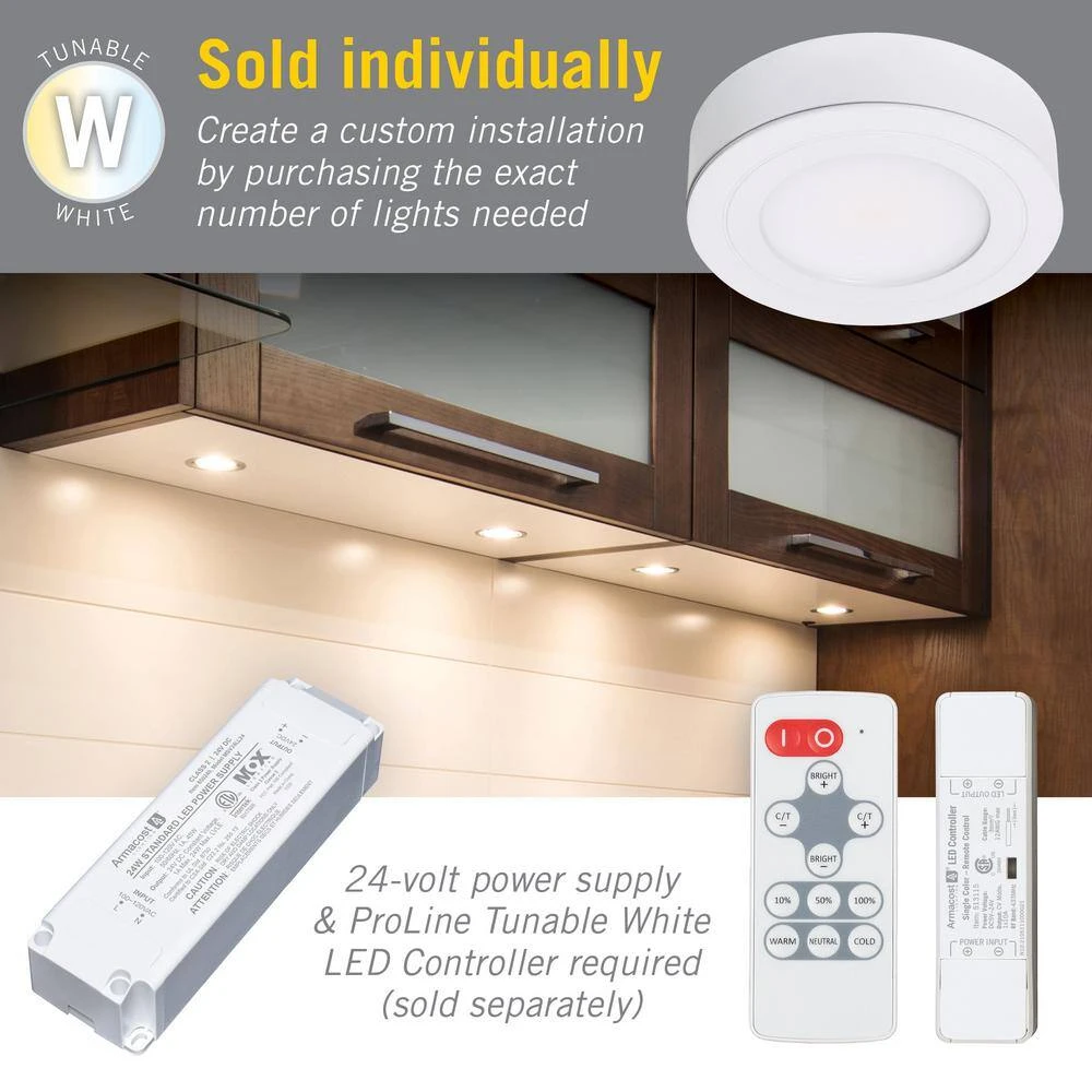 PureVue Tunable LED Undercabinet Puck Light, CCT 2700K - 5000K, Matte White 6 PureVue Tunable LED Undercabinet Puck Light, CCT 2700K - 5000K, Matte White - Image 4