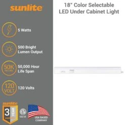 Sunlite Plug-In 12 In. Linkable Adjustable 3 Color Selectable CCT 3000K 4000K 5000K White LED Under Cabinet Light 12 Sunlite Plug-In 12 In. Linkable Adjustable 3 Color Selectable CCT 3000K 4000K 5000K White LED Under Cabinet Light -Lamp Parts white sunlite under cabinet bar lights hd03097 1 4f 1000