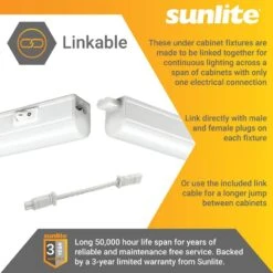 Sunlite Plug-In 22 In. Linkable Adjustable 3 Color Selectable CCT 3000K 4000K 5000K White LED Under Cabinet Light -Lamp Parts white sunlite under cabinet bar lights hd03098 1 44 1000