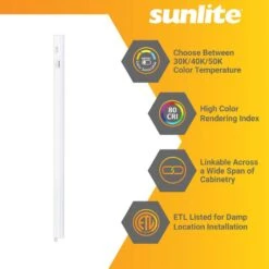 Sunlite Plug-In 22 In. Linkable Adjustable 3 Color Selectable CCT 3000K 4000K 5000K White LED Under Cabinet Light -Lamp Parts white sunlite under cabinet bar lights hd03098 1 c3 1000