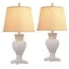 23 In. H White Table Lamp Set Of 2, Farmhouse Boho Bedside Lamps With 3-Color Temperature LED Bulbs, Nightstand Lamp