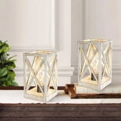 8.9 In. 2-Pack Retro Battery Powered Indoor Table Lamps, White Finish -Lamp Parts white table lamps wbtl jh10 wh 4f 1000