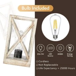 8.9 In. 2-Pack Retro Battery Powered Indoor Table Lamps, White Finish -Lamp Parts white table lamps wbtl jh10 wh 76 1000