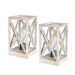 8.9 In. 2-Pack Retro Battery Powered Indoor Table Lamps, White Finish -Lamp Parts white table lamps wbtl jh10 wh c3 1000