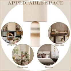 26.8 In. White Brown Ceramic Table Lamp, 3-Way Dimmable Nightstand Lamps -Lamp Parts white uixe table lamps ssl 2003wb 1 fa 1000