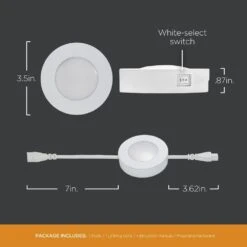 ProLink Plug-in LED Under Cabinet Puck Light, Add-On -Lamp Parts white ultra prograde puck lights 55222 t1 40 1000