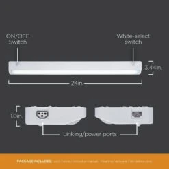 ProLink Hardwired 24 In. LED White Under Cabinet Light, Linkable, 3 Color Temperature Options -Lamp Parts white ultra prograde under cabinet bar lights 47936 t1 40 1000