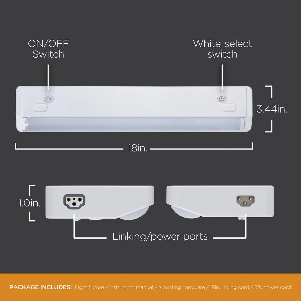 18 In. Plug-In White Integrated LED Under Cabinet Light, Bundled With ProLink In-Line Module (Sliding Dimmer) 8 18 In. Plug-In White Integrated LED Under Cabinet Light, Bundled With ProLink In-Line Module (Sliding Dimmer) - Image 6