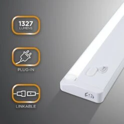 24 In. Plug-In White Integrated LED Under Cabinet Light, Bundled With ProLink In-Line Module (Sliding Dimmer) -Lamp Parts white ultra prograde under cabinet bar lights 83594 c3 1000