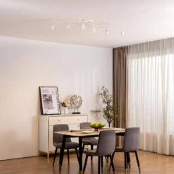 Shura 6-Head LED Swivel Track Light, Directional Spot Lights, Dimmable - White -Lamp Parts white vidalite track lighting kits ce1009226 1f 1000